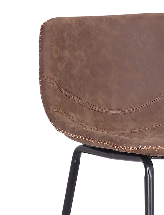 Coty Barstool with Vegan Leather Fabric, Metal - Brown