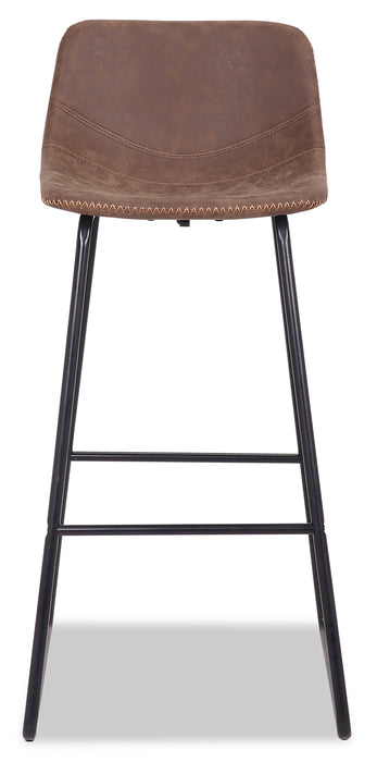 Coty Barstool with Vegan Leather Fabric, Metal - Brown