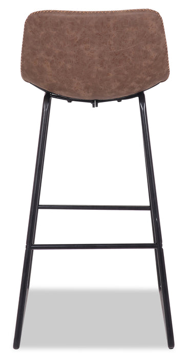 Coty Barstool with Vegan Leather Fabric, Metal - Brown