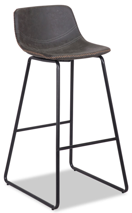 Coty Barstool with Vegan Leather Fabric, 30\"H, Metal - Grey
