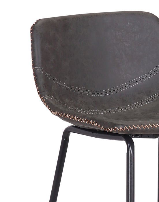 Coty Barstool with Vegan Leather Fabric, 30\"H, Metal - Grey