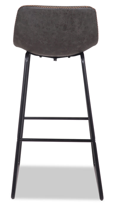 Coty Barstool with Vegan Leather Fabric, 30\"H, Metal - Grey
