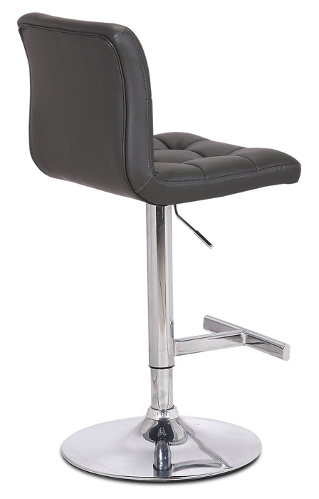 Cruz Barstool with Swivel & Adjustable Seat, Vegan Leather Fabric, Metal - Grey