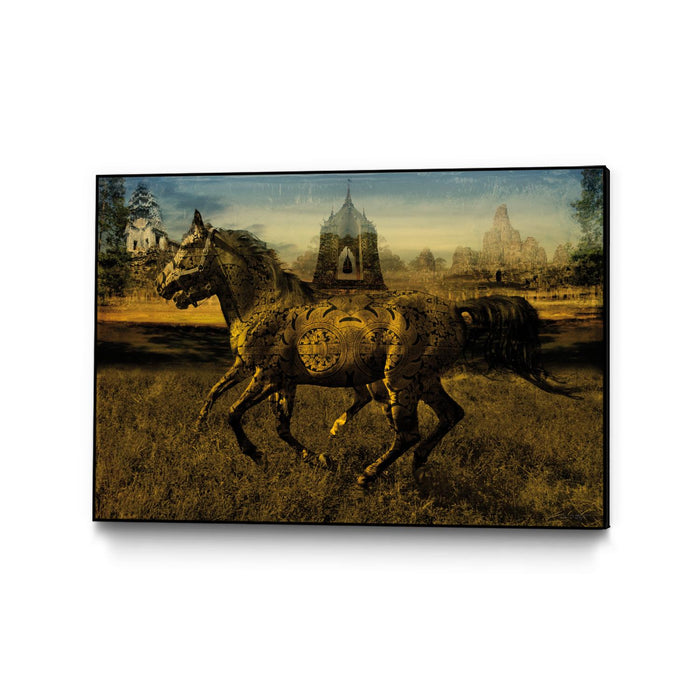 \"2 Horses\" Canvas Framed Black 36x24 Wall Art