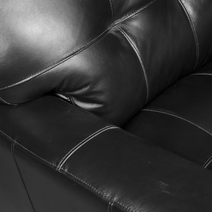 Curt 41\" Genuine Leather Chair with Button Tufting - Black