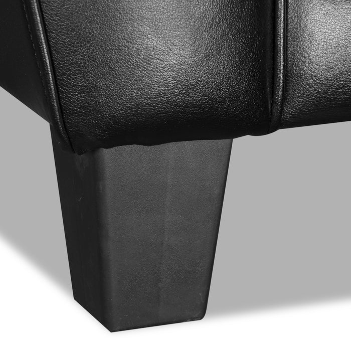 Curt 63\" Genuine Leather Loveseat with Button Tufting - Black