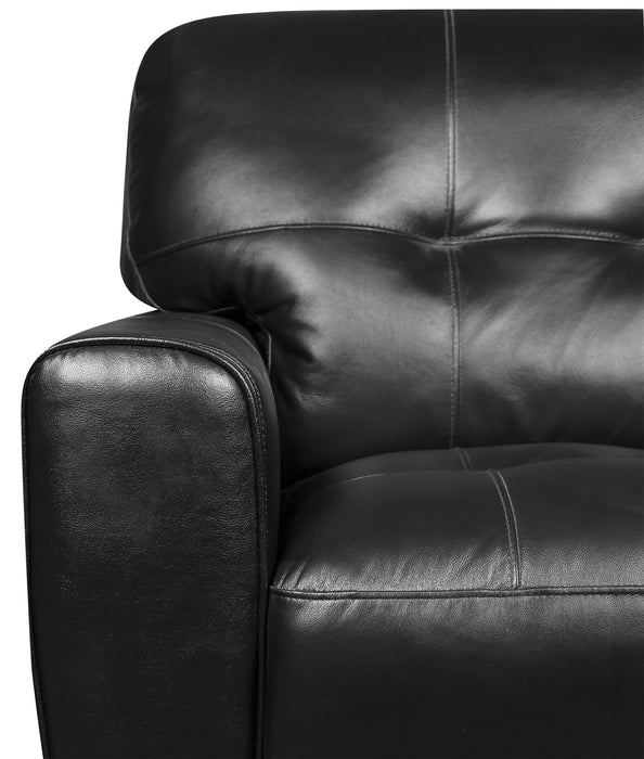 Curt 63\" Genuine Leather Loveseat with Button Tufting - Black