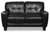 Curt 63\" Genuine Leather Loveseat with Button Tufting - Black