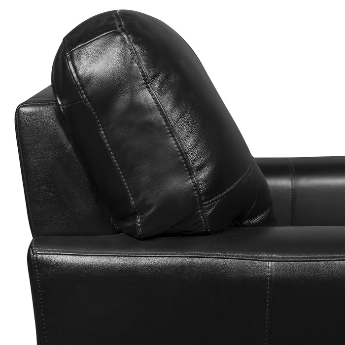 Curt 85\" Genuine Leather Sofa with Button Tufting - Black