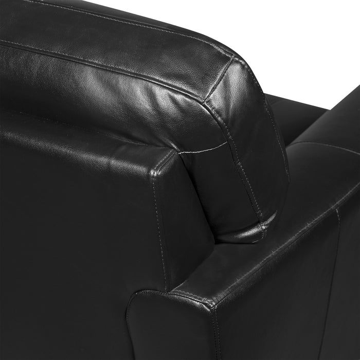 Curt 85\" Genuine Leather Sofa with Button Tufting - Black
