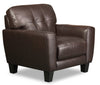 Curt 41\" Genuine Leather Chair with Button Tufting - Brown