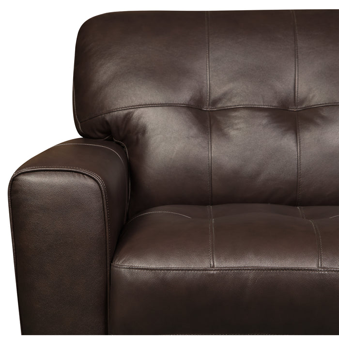 Curt 41\" Genuine Leather Chair with Button Tufting - Brown