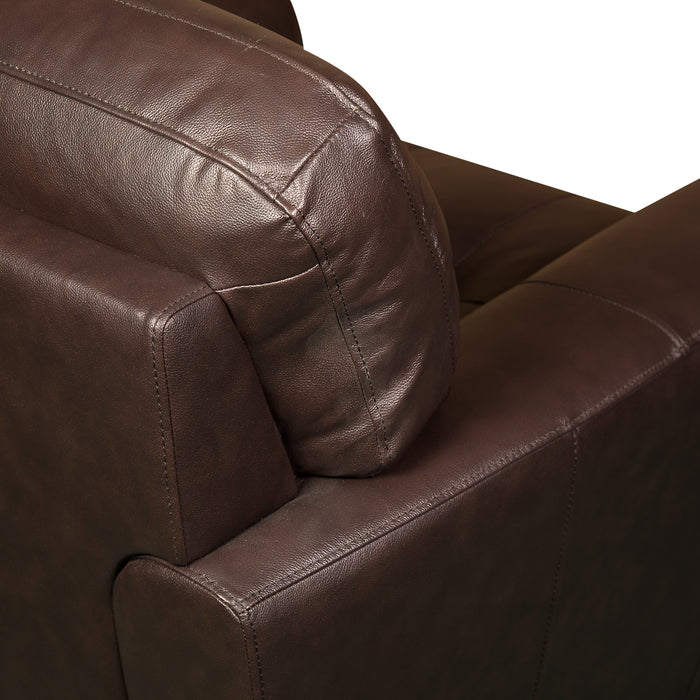 Curt 63\" Genuine Leather Loveseat with Button Tufting - Brown