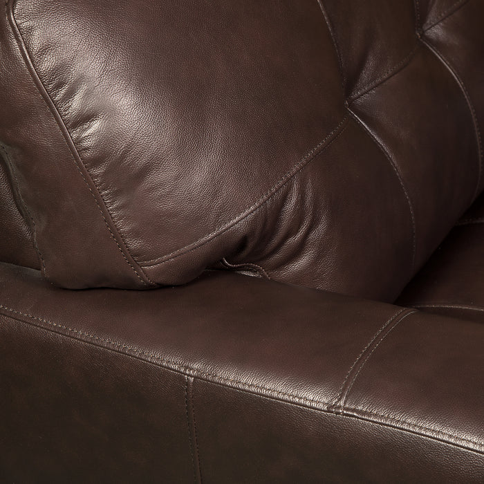 Curt 85\" Genuine Leather Sofa with Button Tufting - Brown