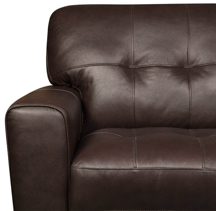 Curt 85\" Genuine Leather Sofa with Button Tufting - Brown