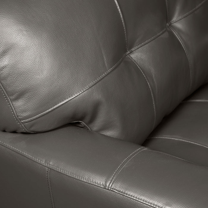 Curt 41\" Genuine Leather Chair with Button Tufting - Grey