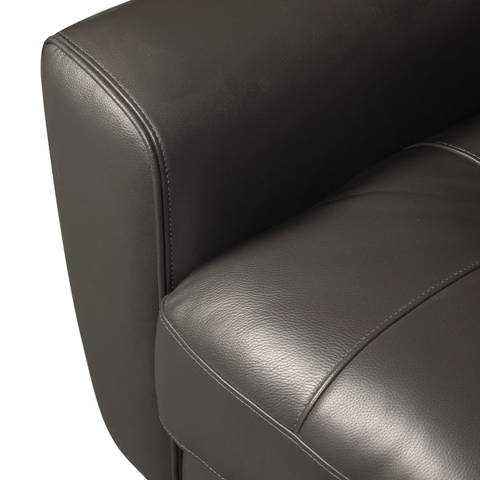 Curt 41\" Genuine Leather Chair with Button Tufting - Grey