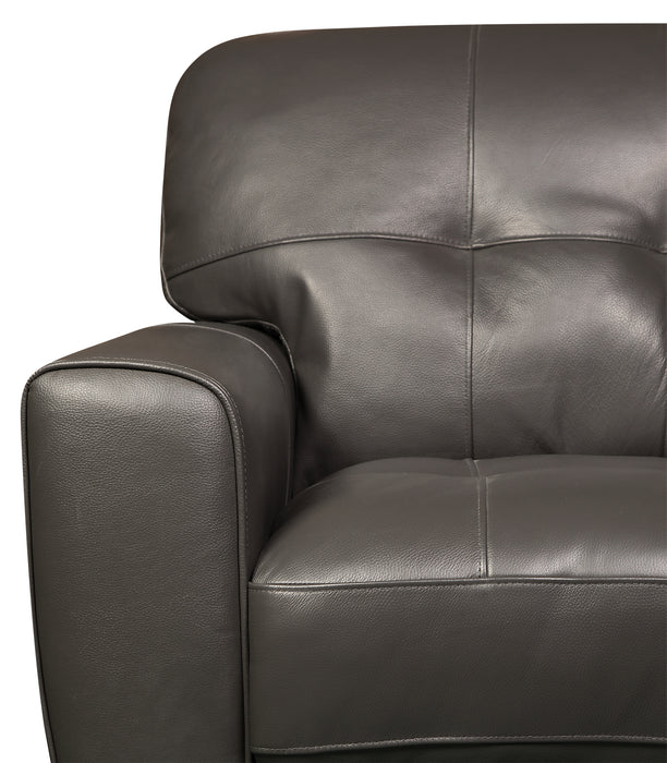 Curt 41\" Genuine Leather Chair with Button Tufting - Grey