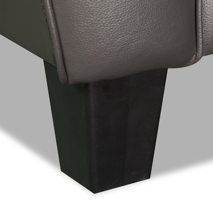 Curt 63\" Genuine Leather Loveseat with Button Tufting - Grey