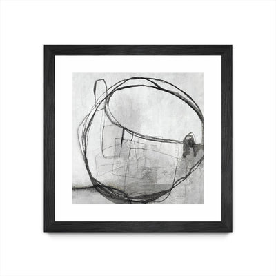 "Lucent Sphere" Matted and Framed Black 36x36 Wall Art