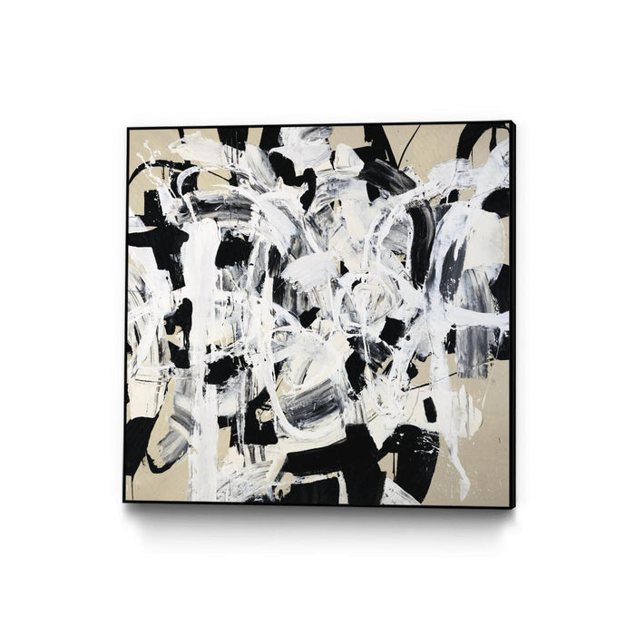 \"Talking Out Of Both Sides\" Canvas Framed Black 20x20 Wall Art