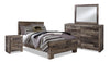 Derekson 6pc Bedroom Set with Panel Bed, Dresser, Mirror & Nightstand, Grey - Full Size