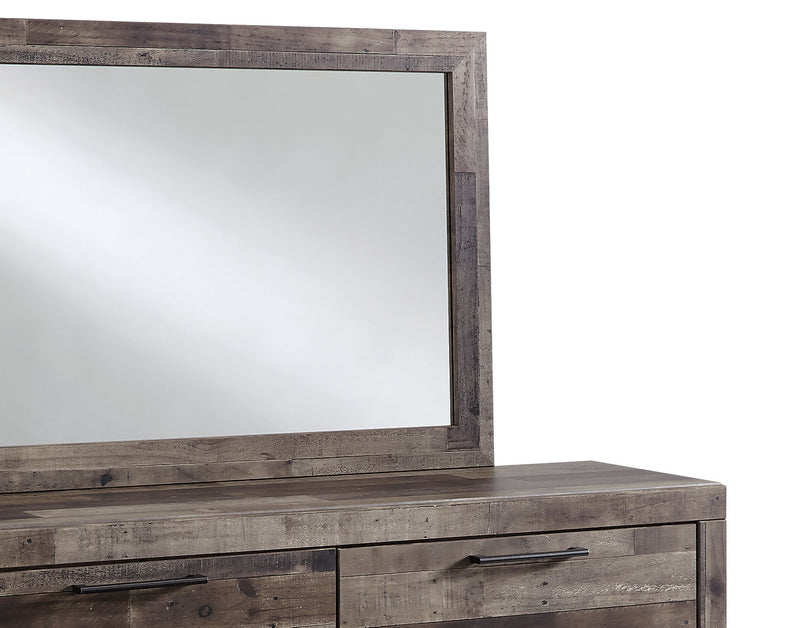 Derekson 5pc Bedroom Set with Panel Bed, Dresser & Mirror, Grey - King Size