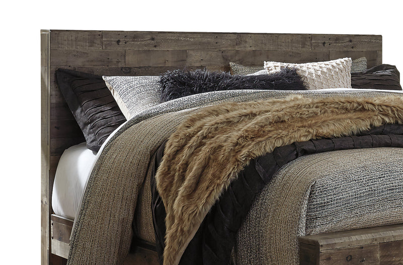 Derekson 6pc Bedroom Set with Panel Bed, Dresser, Mirror & Nightstand, Grey - King Size