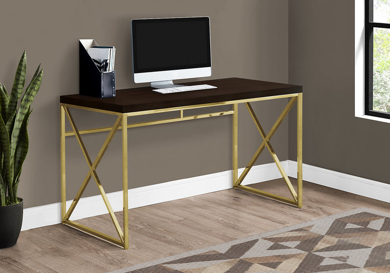 Emery 47.25\" Office Desk - Cappuccino & Gold