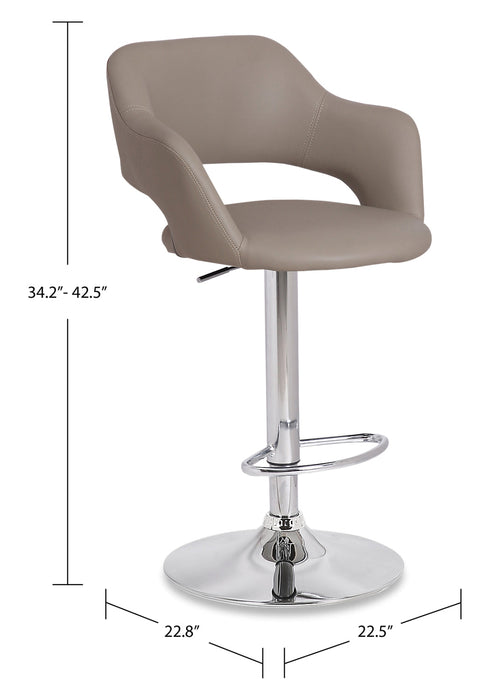 Finn Barstool with Swivel & Adjustable Seat, Vegan Leather Fabric, Metal - White