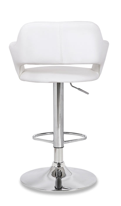 Finn Barstool with Swivel & Adjustable Seat, Vegan Leather Fabric, Metal - White