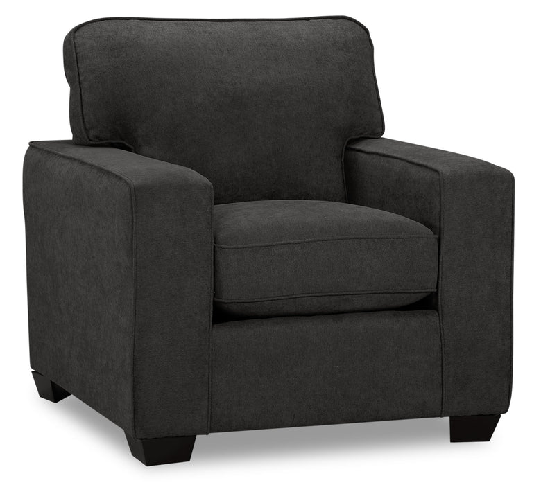 Made in Canada Fiona 36.5\" Chenille Fabric Chair with Track Arms - Grey