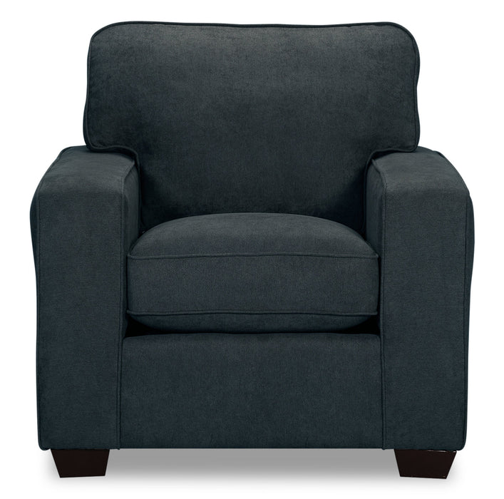 Made in Canada Fiona 36.5\" Chenille Fabric Chair with Track Arms - Navy Blue