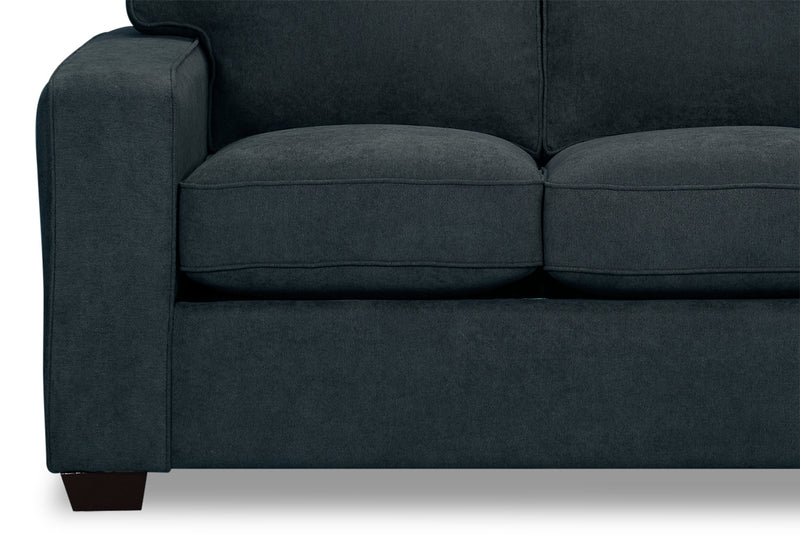 Made in Canada Fiona 58\" Chenille Fabric Loveseat with Track Arms - Navy Blue