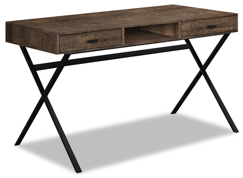 Flynn 47.25\" Reclaimed Wood-Look Office Desk with 2-Drawers - Brown