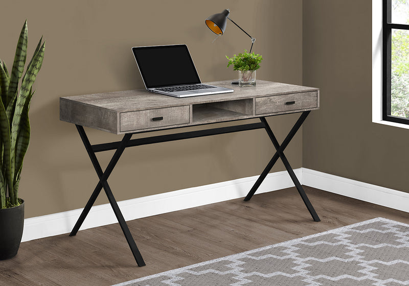 Flynn 47.25\" Reclaimed Wood-Look Office Desk with 2-Drawers - Taupe