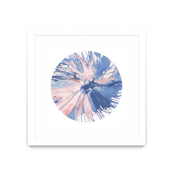 \"Spin Art 21\" Matted and Framed White 36x36 Wall Art