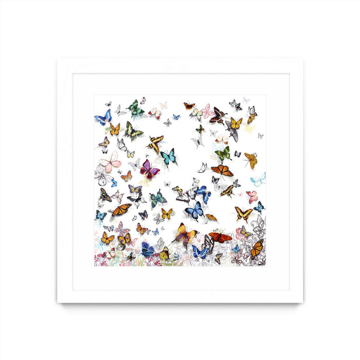 \"Papillon\" Matted and Framed White 30x30 Wall Art