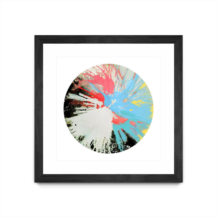 \"Spin Art 10\" Matted and Framed Black 36x36 Wall Art