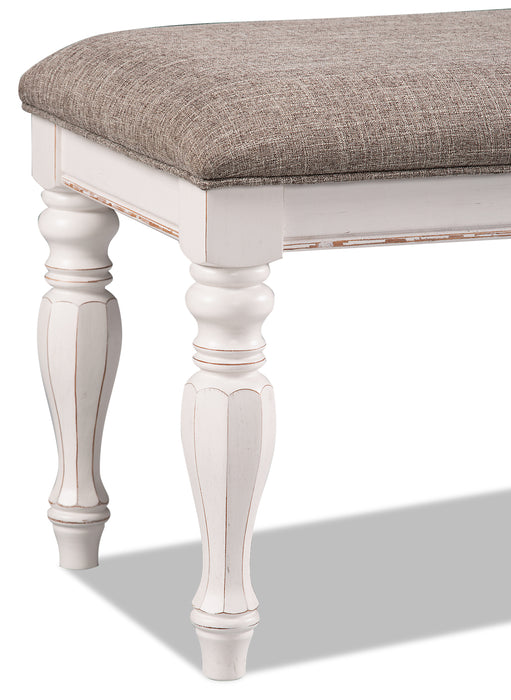 Grace Bedroom Bench with Lift-Top Storage, 19\"H, Wooden, Fabric - Antique White 