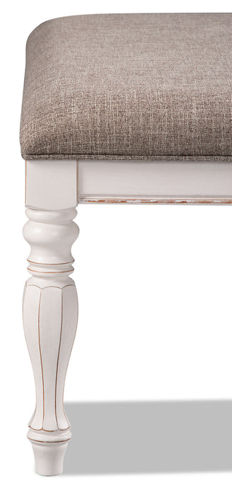 Grace Bedroom Bench with Lift-Top Storage, 19\"H, Wooden, Fabric - Antique White 