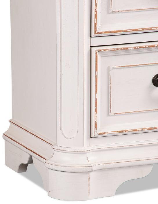 Grace Bedside 2-Drawer Nightstand with Built-in USB Ports, 28\"W x 28\"H - Antique White