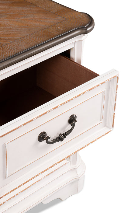 Grace Bedside 2-Drawer Nightstand with Built-in USB Ports, 28\"W x 28\"H - Antique White