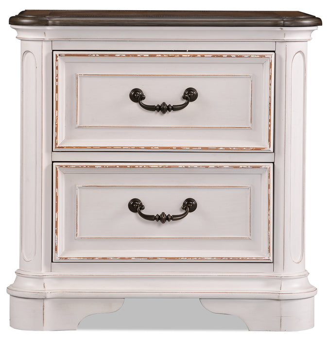 Grace Bedside 2-Drawer Nightstand with Built-in USB Ports, 28\"W x 28\"H - Antique White