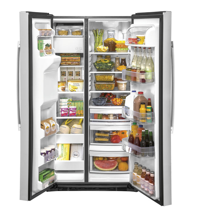 GE 36\" 25.1 Cu. Ft. Side-by-Side Refrigerator - Stainless - GSS25IYNFS