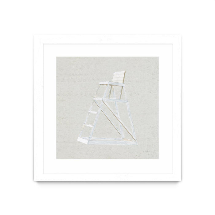 \"Serene Seaside Ii Tan\" Matted and Framed White 30x30 Wall Art