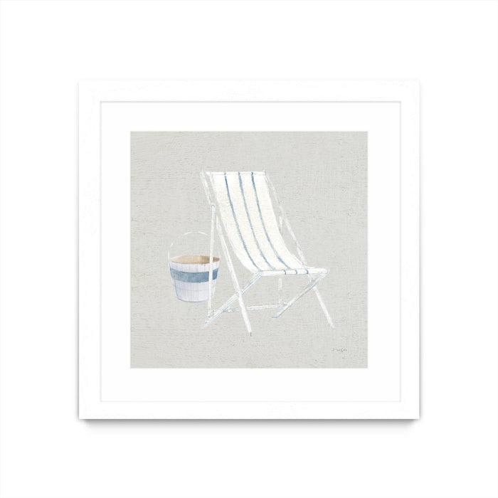 \"Serene Seaside Iii Tan\" Matted and Framed White 30x30 Wall Art