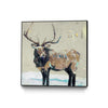 \"Winter Elk Neutral\" Canvas Framed Black 20x20 Wall Art