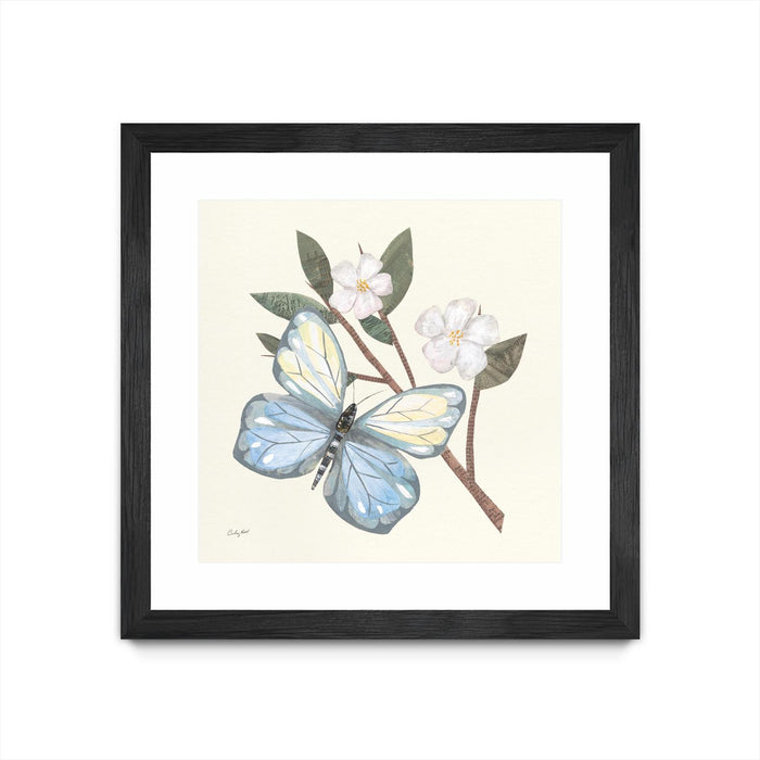 \"In The Garden Butterfly\" Matted and Framed Black 30x30 Wall Art