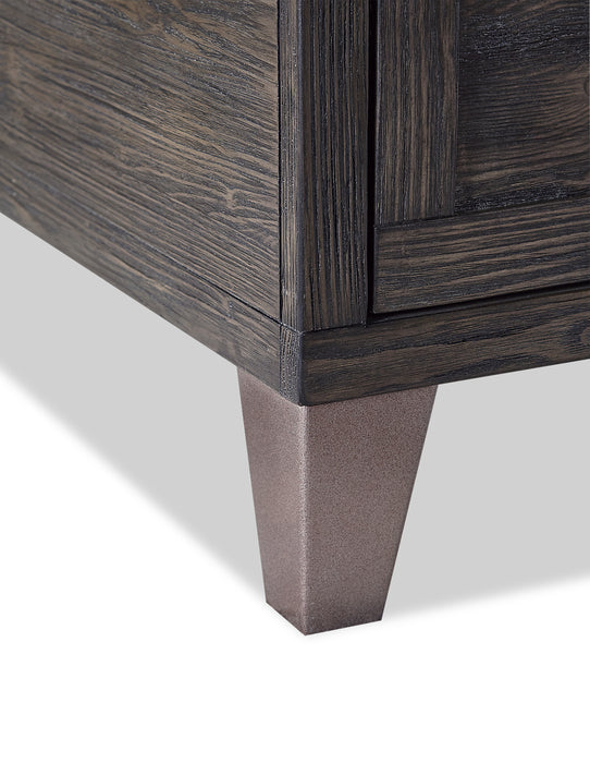 Hilla  54.38\" Industrial Lift Top Coffee Table with Storage - Dark Brown Wood with Metal Legs